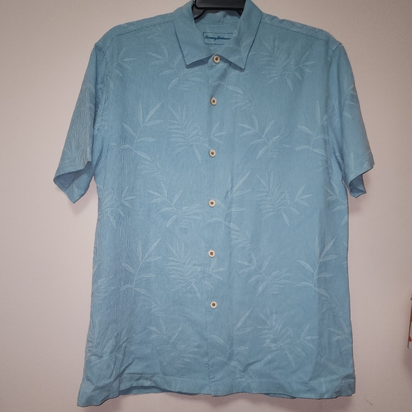 Tommy Bahama Blue Silk  Button Down Shirt L - Picture 4 of 13